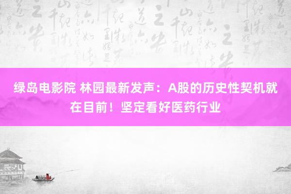 绿岛电影院 林园最新发声：A股的历史性契机就在目前！坚定看好医药行业
