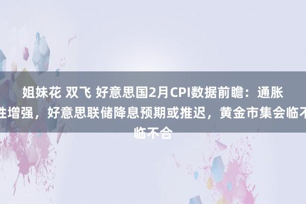 姐妹花 双飞 好意思国2月CPI数据前瞻：通胀粘性增强，好意思联储降息预期或推迟，黄金市集会临不合