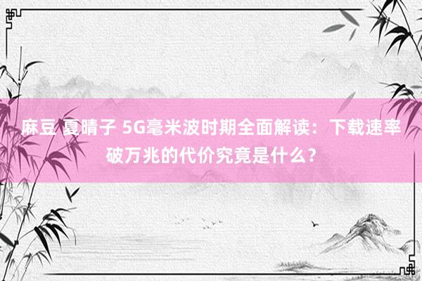 麻豆 夏晴子 5G毫米波时期全面解读：下载速率破万兆的代价究竟是什么？