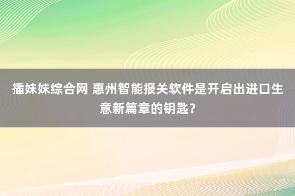 插妹妹综合网 惠州智能报关软件是开启出进口生意新篇章的钥匙？