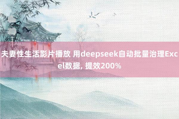 夫妻性生活影片播放 用deepseek自动批量治理Excel数据, 提效200%