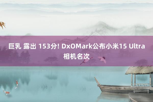巨乳 露出 153分! DxOMark公布小米15 Ultra相机名次