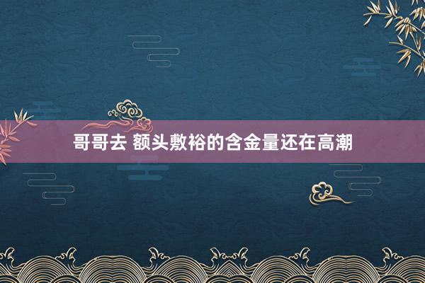 哥哥去 额头敷裕的含金量还在高潮