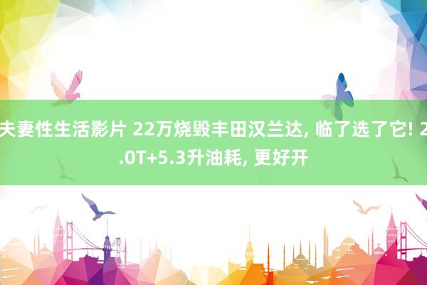 夫妻性生活影片 22万烧毁丰田汉兰达, 临了选了它! 2.0T+5.3升油耗, 更好开