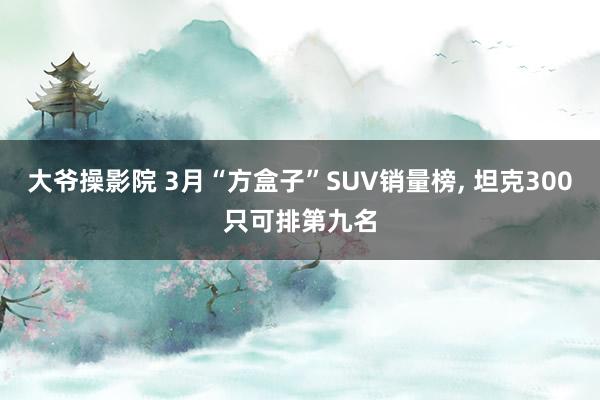 大爷操影院 3月“方盒子”SUV销量榜, 坦克300只可排第九名