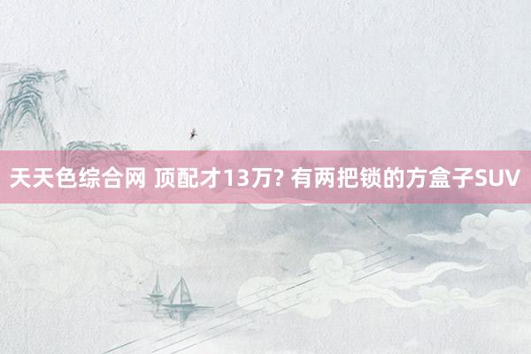 天天色综合网 顶配才13万? 有两把锁的方盒子SUV