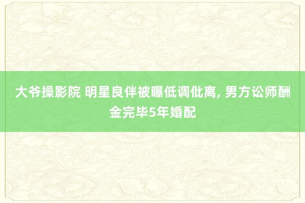大爷操影院 明星良伴被曝低调仳离, 男方讼师酬金完毕5年婚配
