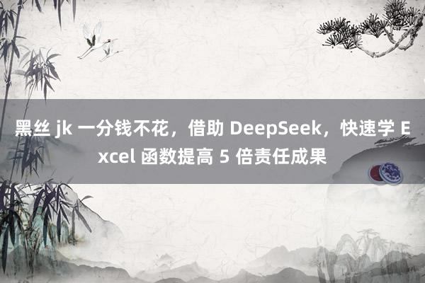 黑丝 jk 一分钱不花，借助 DeepSeek，快速学 Excel 函数提高 5 倍责任成果