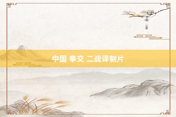 中国 拳交 二战译制片
