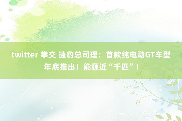 twitter 拳交 捷豹总司理：首款纯电动GT车型年底推出！能源近“千匹”！